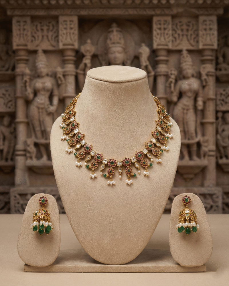 Bottu Kempu Mango neckset