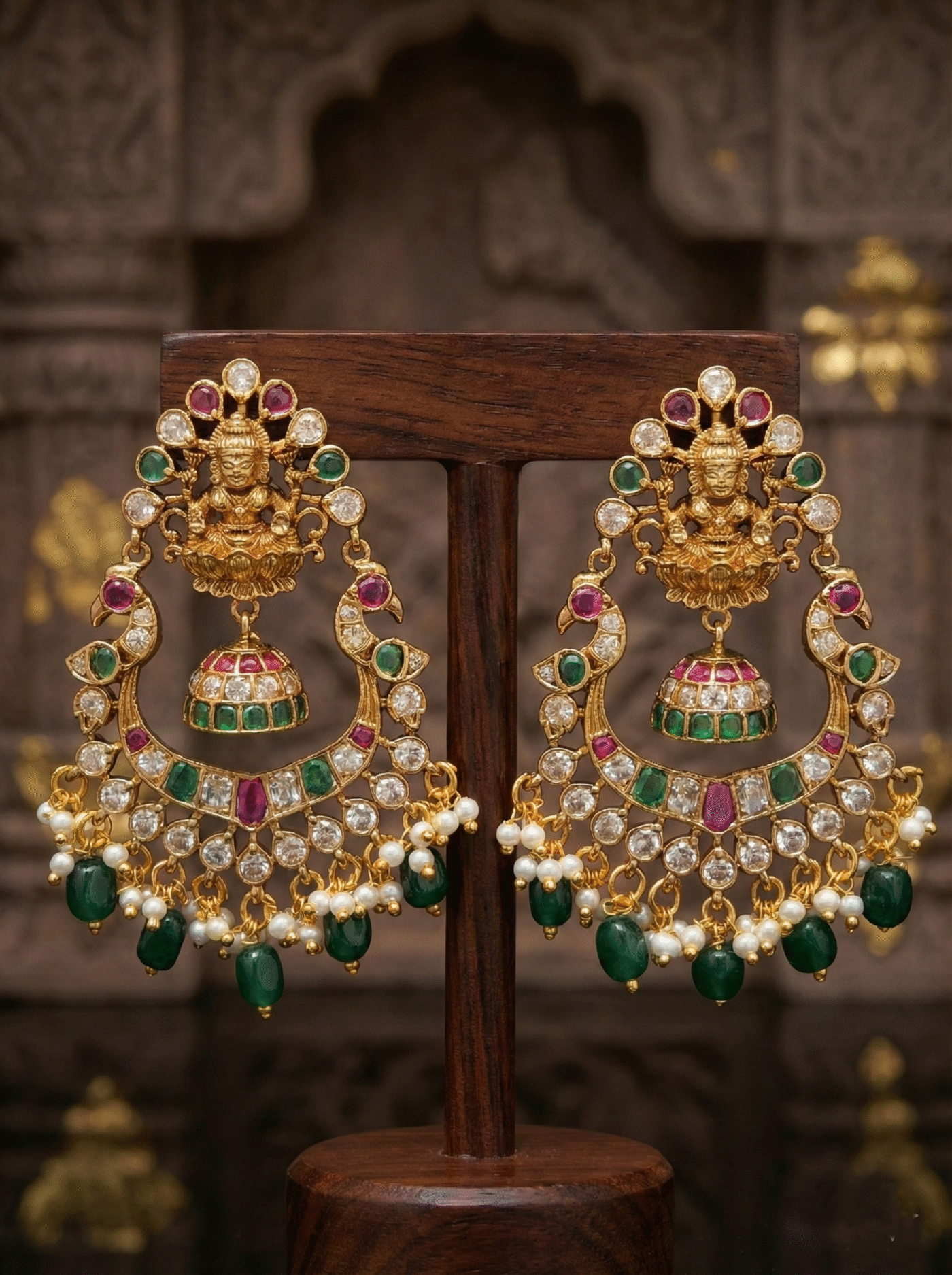 Indian cubic zirconia dangle earrings