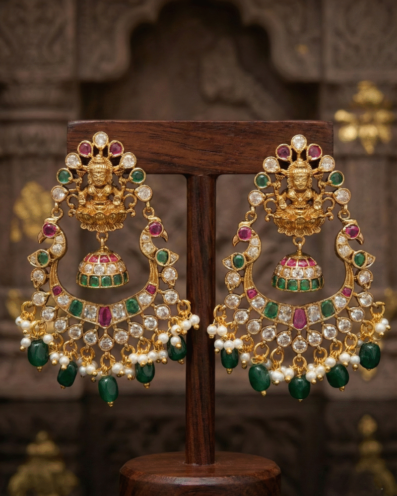 Indian cubic zirconia dangle earrings